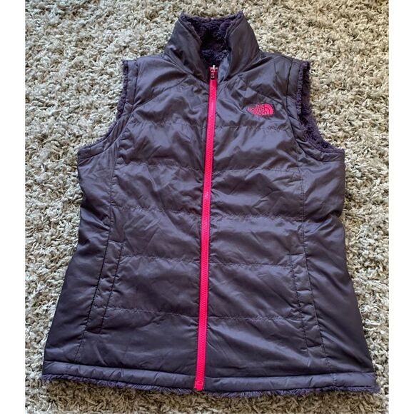 The North Face Purple Mossbud Swirl Reversible Insulated Jacket Vest sz M - Picture 1 of 7